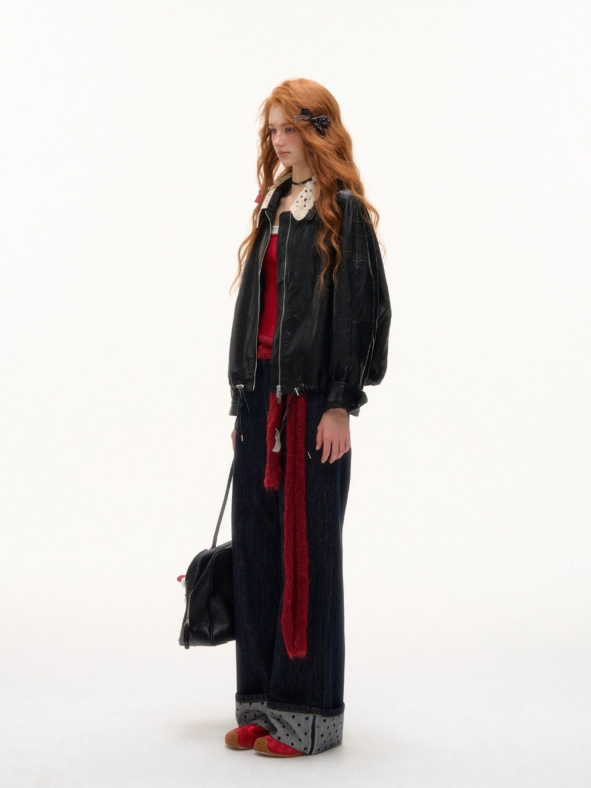 Detachable Collar PU Biker Jacket