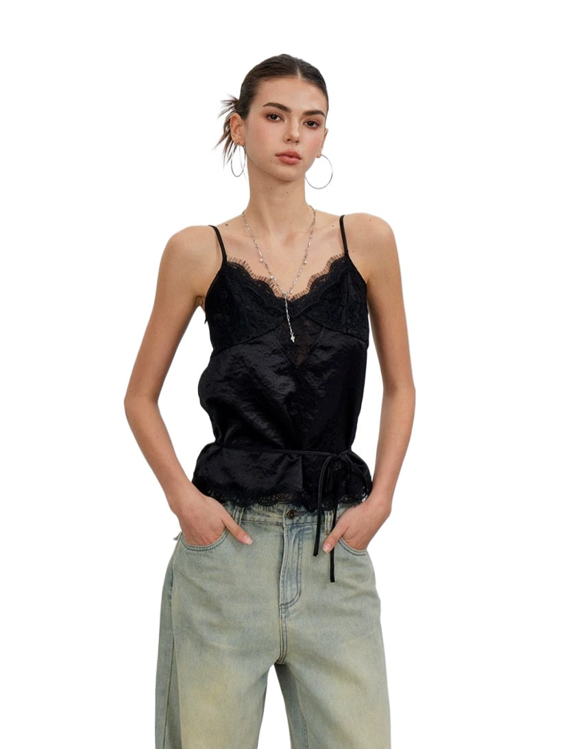 Lace Panel Satin Camisole