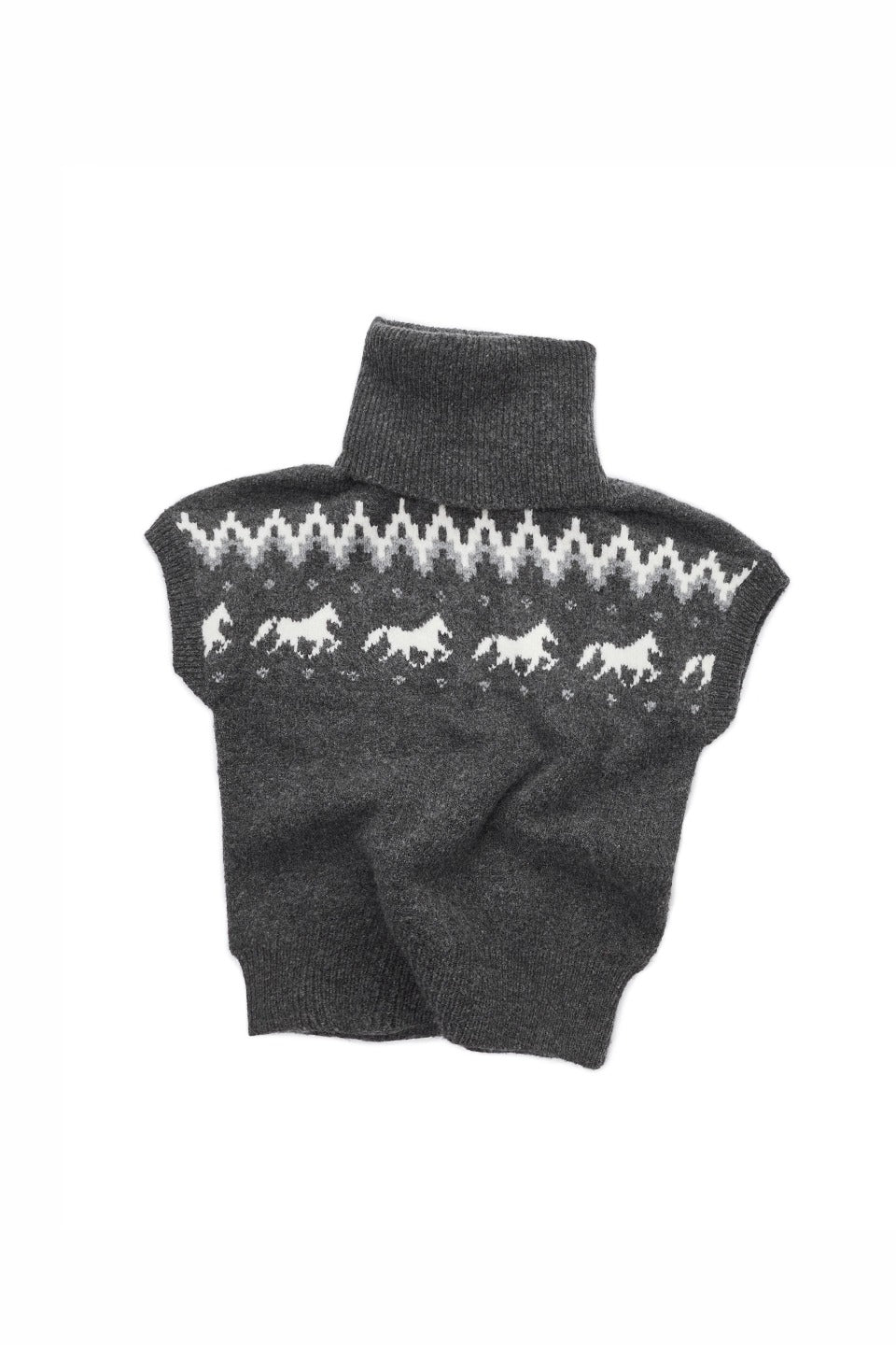 Fair Isle Pony Jacquard Turtleneck Knit Sweater