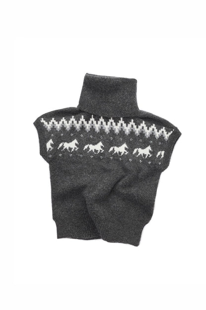 Fair Isle Pony Jacquard Turtleneck Knit Sweater