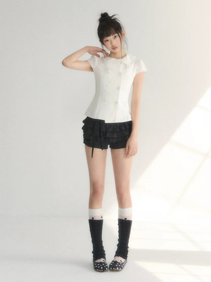 Double-Breasted Collar Blouse