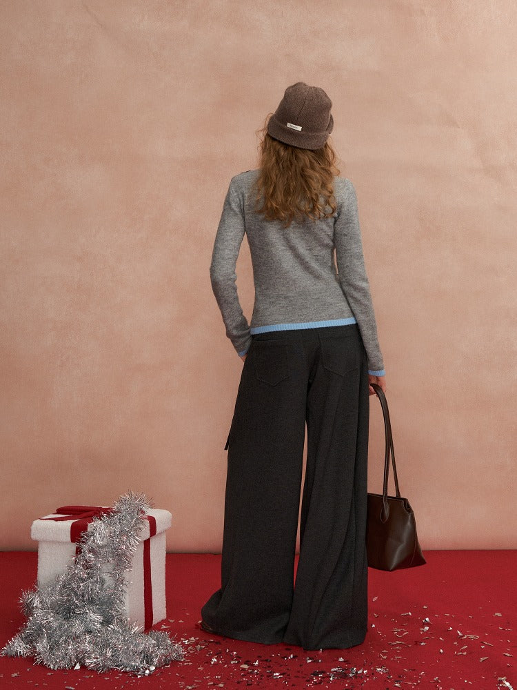 Pleated Bow Wool Pants