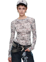 Vintage Newspaper Slim Knit Top