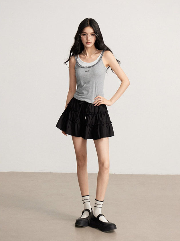 Ruffled Lace Mini Skirt
