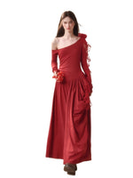 Berry Glaze Off-Shoulder Knit Maxi Dress