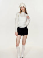 Wool Bow Turtleneck Top