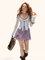 Purple Floral Strap Mini Dress