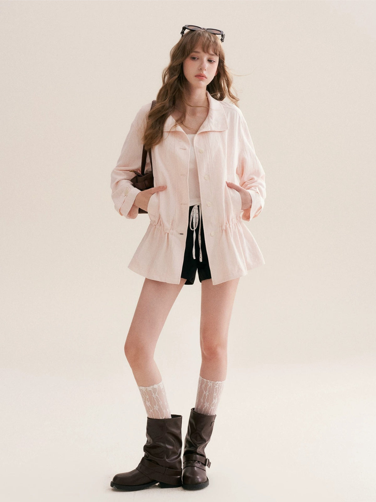 Drawstring Windbreaker Coat