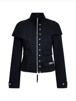 Double Zip Stand Collar Cropped Jacket