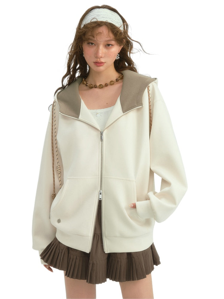 Color-Blocked Hooded Sweatshirt