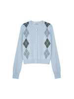 Vintage Argyle Knit Cardigan Set