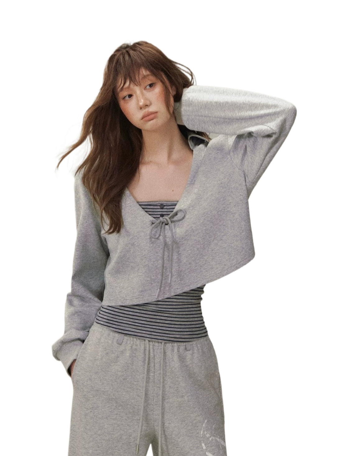 Ruched V Neck Layered Top