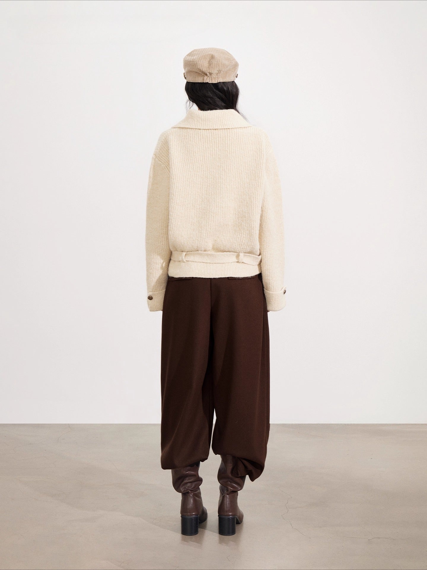 Collared Belted Knit Cardigan