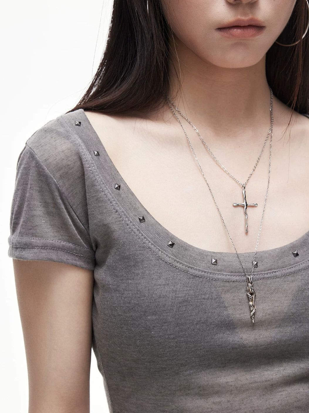 Rivet V Neck Tee