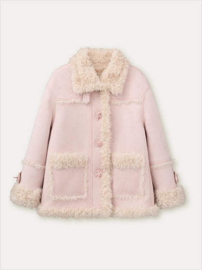 Pink &amp; Blue Reversible Faux Shearling Coat