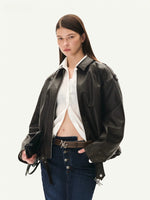 Vintage Washed PU Leather Jacket
