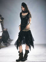 Lace Denim Skirt