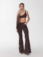 Suede Studded Cargo Flare Pants