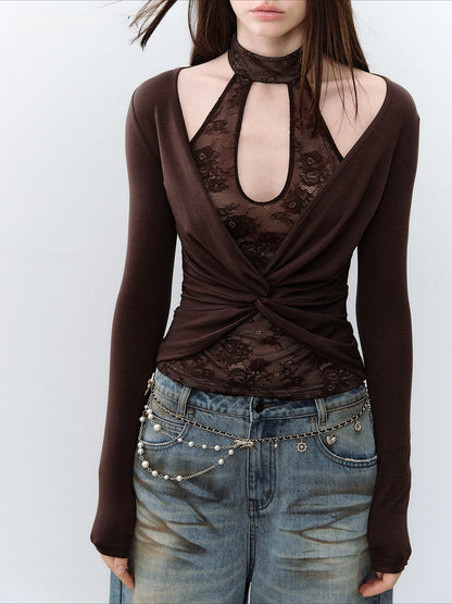Twist Lace Halter Top