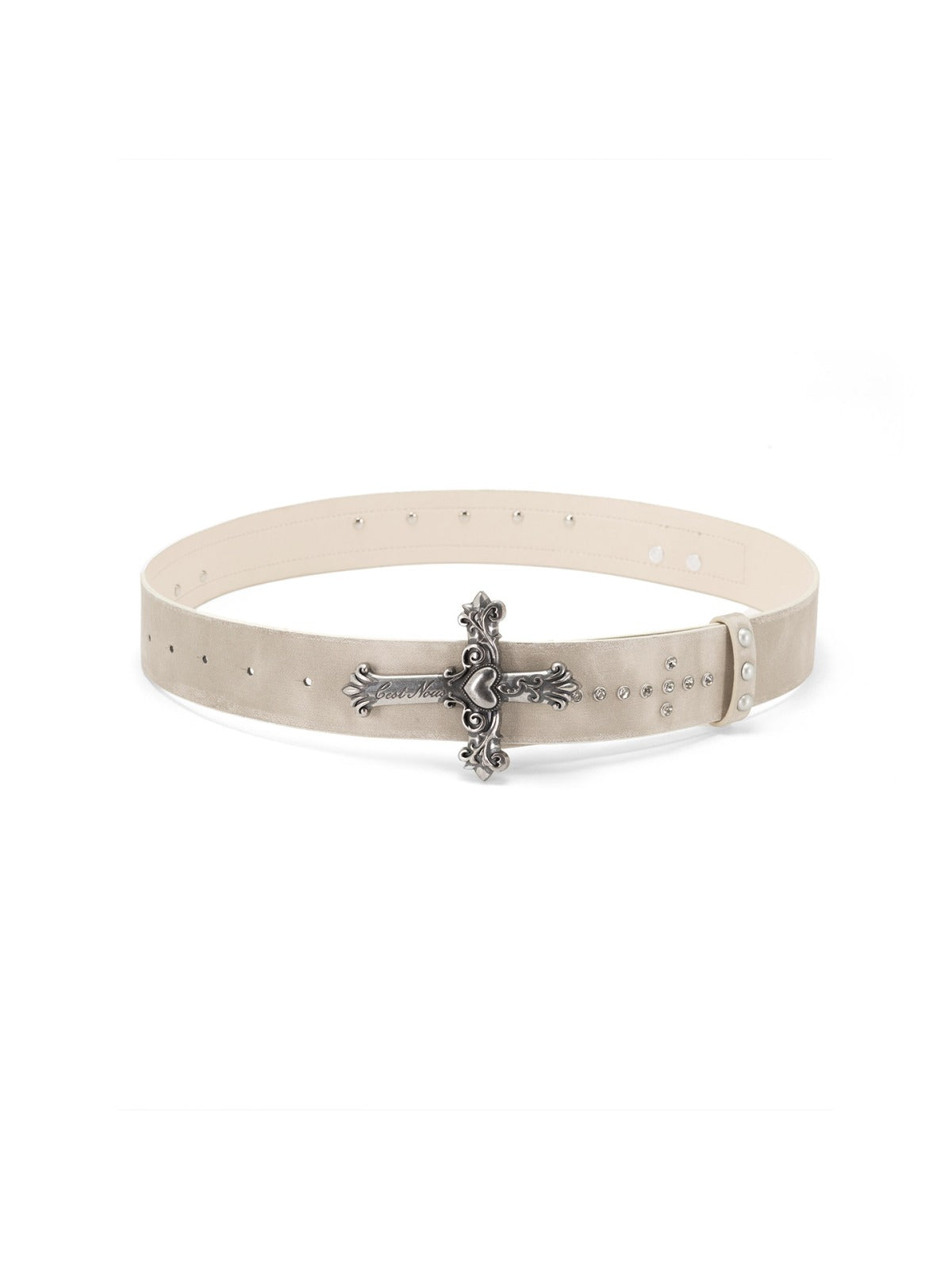 Vintage Cross Studded Leather Belt