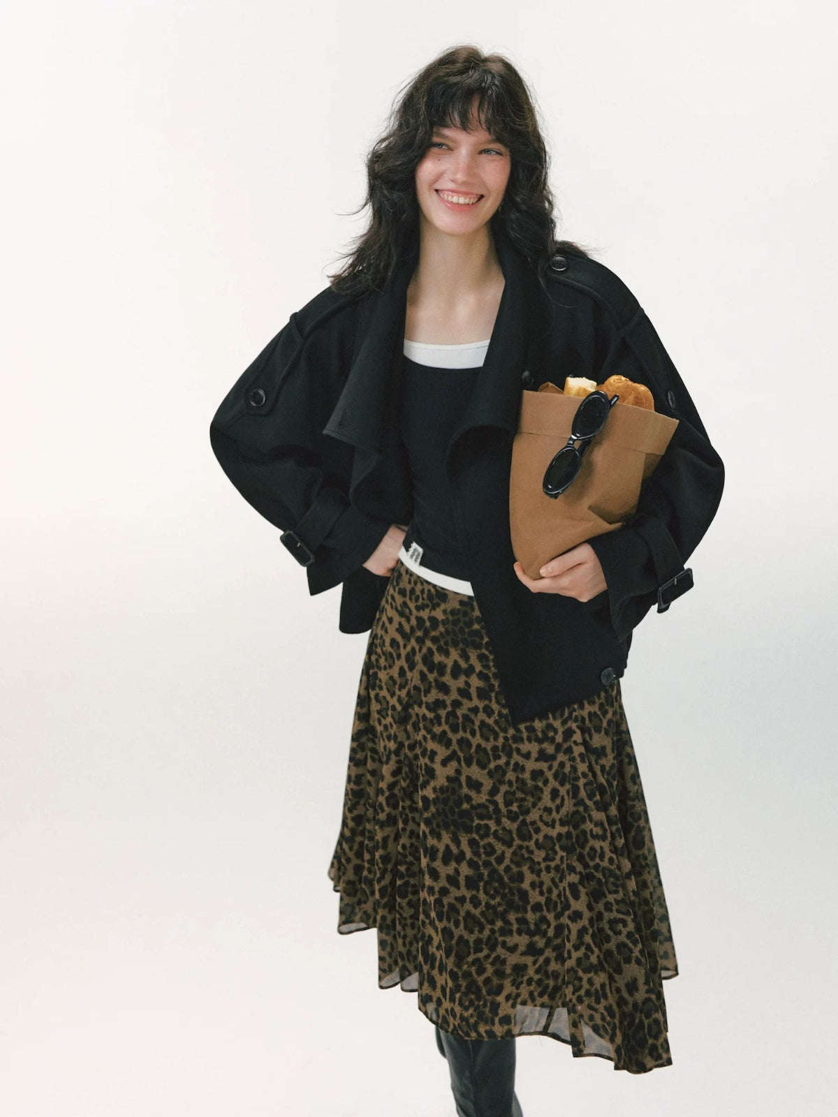 Leopard Print Flowy Midi Skirt