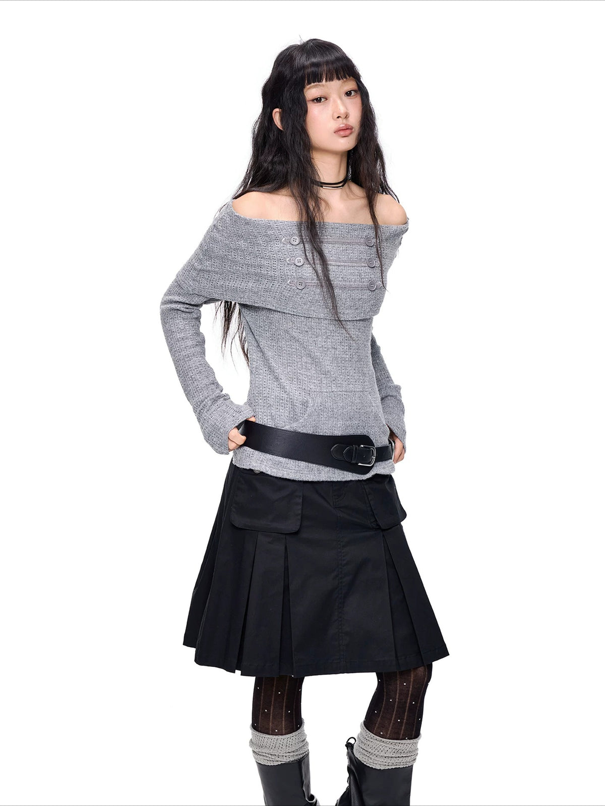 Off-Shoulder Knit Sweater