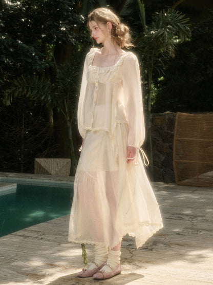 Tencel Air Fabric Shirt &amp; Skirt Set
