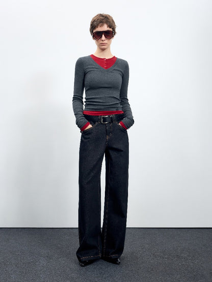 Raw Denim Straight Jeans