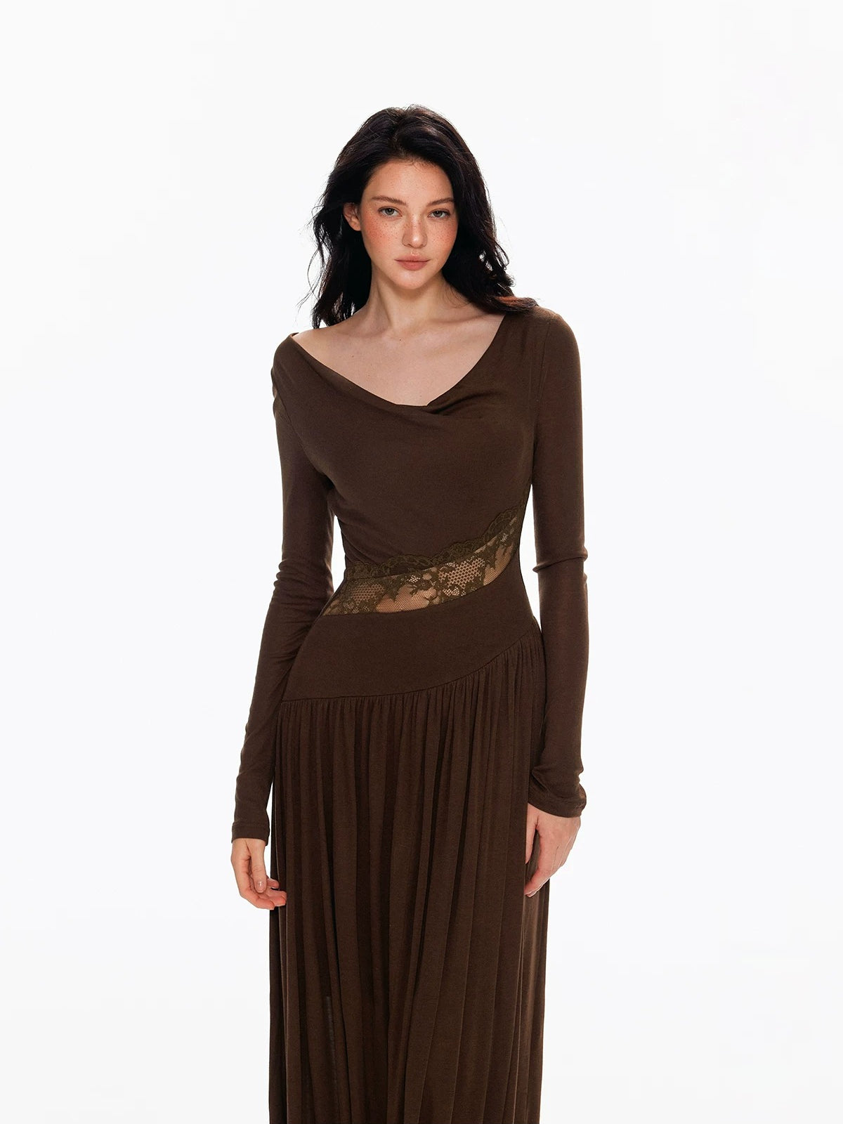 Tencel Wool Lace Waist Knit Dress