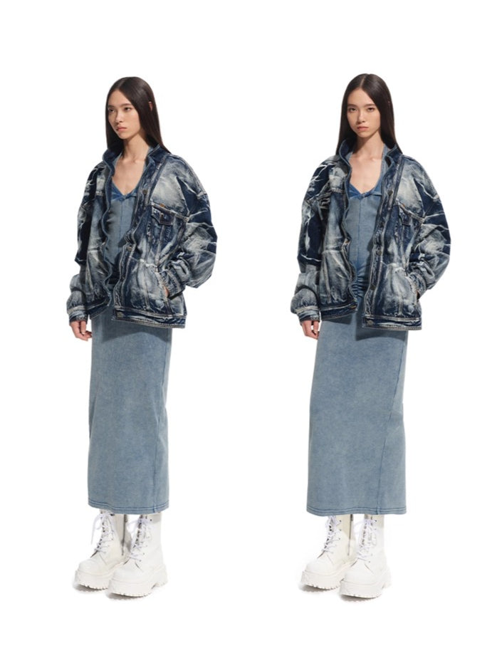 Vintage Blue Volcanic Denim Jacket