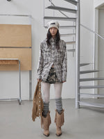 Washed Plaid Frayed-Edge Fitted Shirt