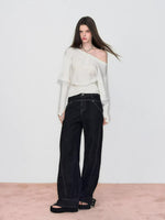 Asymmetrical Lace Panel Faux Layered Tee