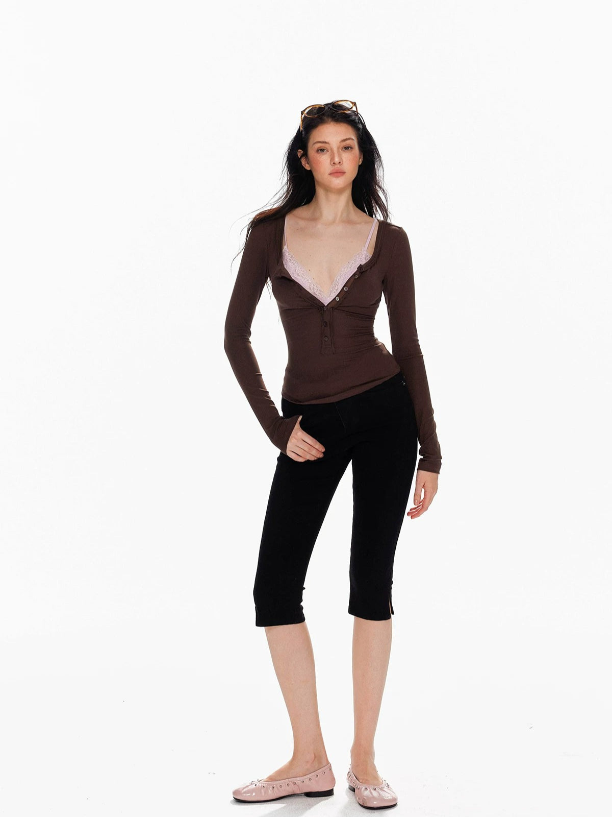 Low Waist Split Slim Fit Cropped Jeans