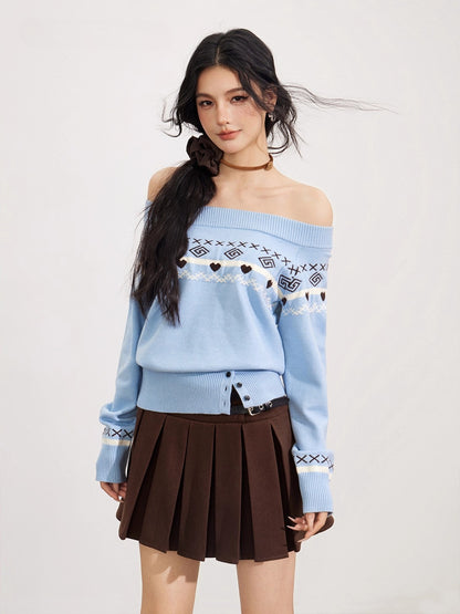 Fair Isle Off-Shoulder Sweater
