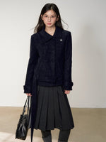 Diagonal Collar Double-Breasted Wool Coat