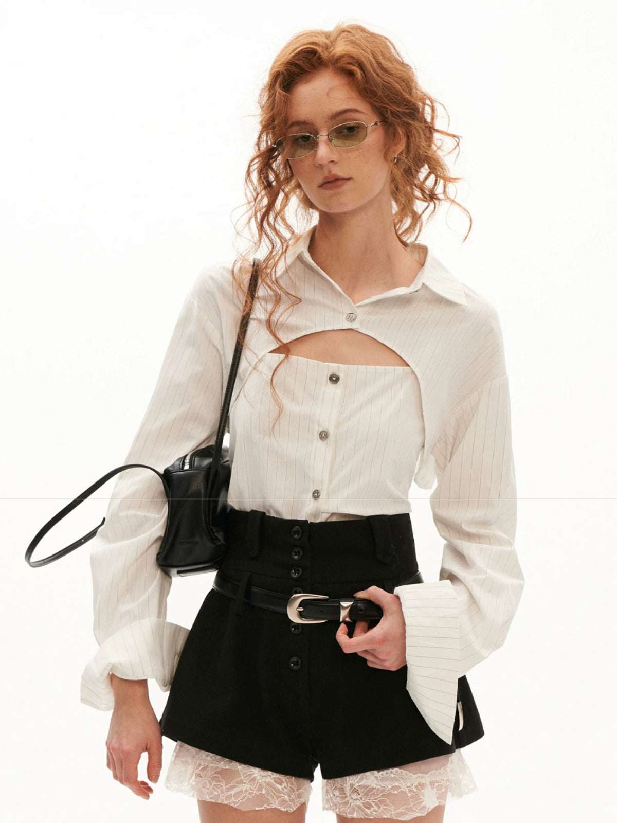 Striped Layered Tie Waist Shirt