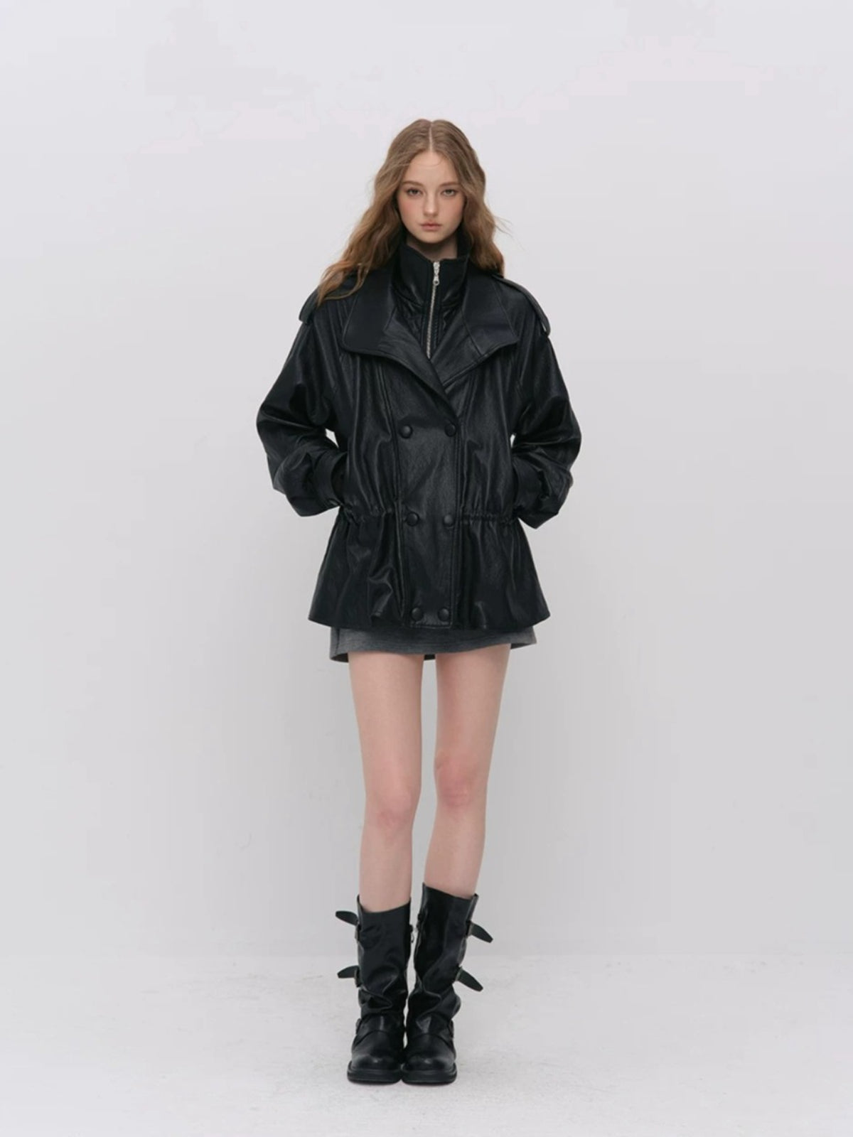 Urban Textured PU Down Jacket
