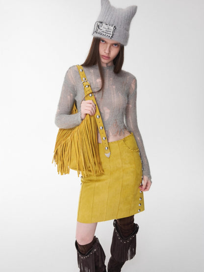 Mohair Distressed Cutout Sweater