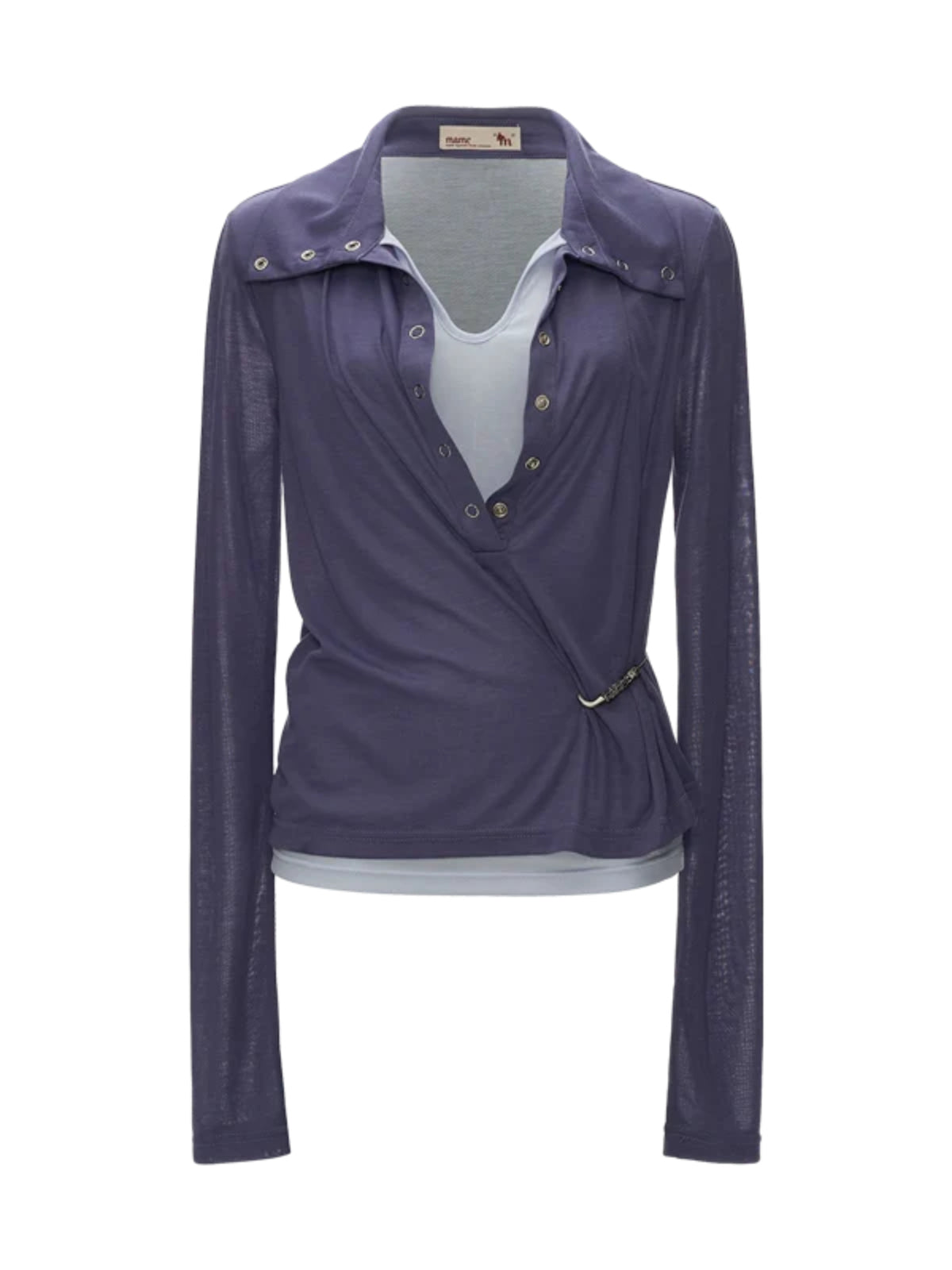 Layered V-Neck Fitted Polo Top