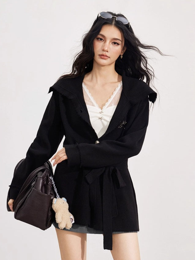 Oversized Collar Knit Jacket