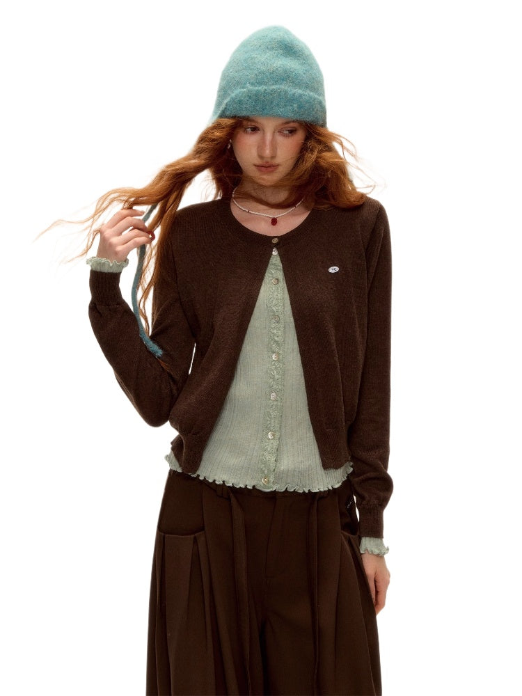 Contrast Layered Knit Cardigan