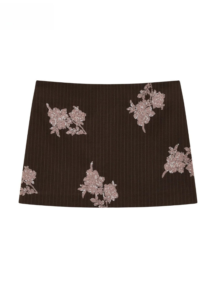Sequin Embroidered Mini Skirt