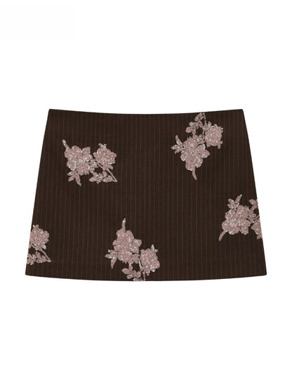 Sequin Embroidered Mini Skirt