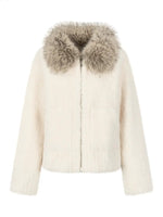 Contrast Collar Shearling Coat