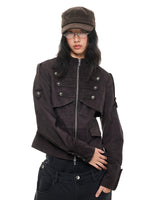 Vintage Suede Stand Collar Jacket