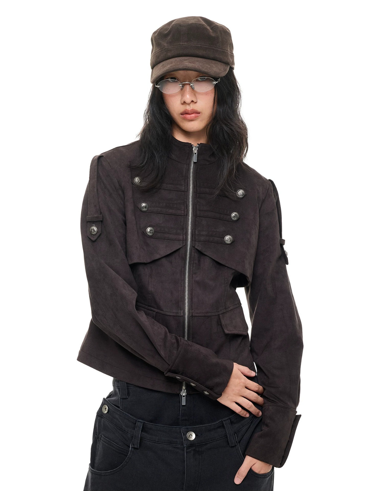 Vintage Suede Stand Collar Jacket