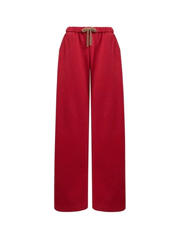 Red Fur-Trimmed Hoodie &amp; Pants Set