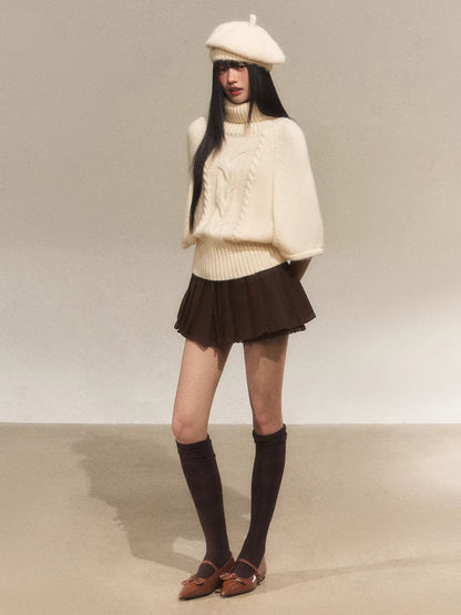 Bow Tie Pleated A-Line Skirt