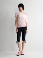 One-Shoulder Pleated Waist T-shirt