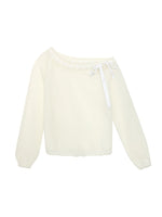 White Lace Knit Blouse & Skirt Set